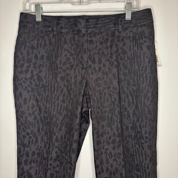 NEW DIRECTIONS NEW Pants Womens 8 Black Gray Animal Print Stretch - Picture 1 of 8